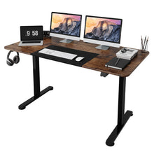 Load image into Gallery viewer, 55 Inch Electric Height Adjustable Office Desk with Hook-Brown