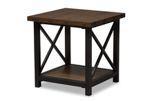 Load image into Gallery viewer, Baxton Studio Herzen Rustic Industrial Style Antique Black Textured Finished Metal Distressed Wood Occasional End Table
