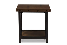 Load image into Gallery viewer, Baxton Studio Herzen Rustic Industrial Style Antique Black Textured Finished Metal Distressed Wood Occasional End Table