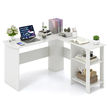 Load image into Gallery viewer, Large Modern L-shaped Computer Desk with 2 Cable Holes and 2 Storage Shelves-White
