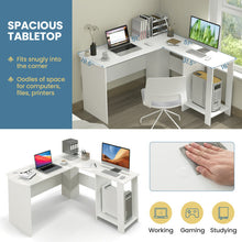 Load image into Gallery viewer, Large Modern L-shaped Computer Desk with 2 Cable Holes and 2 Storage Shelves-White