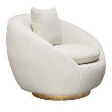 Load image into Gallery viewer, Celine Swivel Accent Chair in Light Cream Velvet w/ Brushed Gold Accent Band by Diamond Sofa