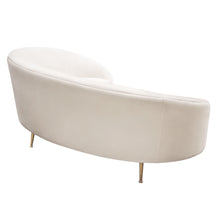 Load image into Gallery viewer, Celine Curved Sofa with Contoured Back in Light Cream Velvet and Gold Metal Legs by Diamond Sofa