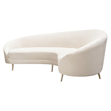 Load image into Gallery viewer, Celine Curved Sofa with Contoured Back in Light Cream Velvet and Gold Metal Legs by Diamond Sofa