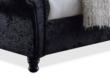 Load image into Gallery viewer, Baxton Studio Castello Black Velvet Upholstered Faux Crystal-Buttoned Sleigh Queen Platform Bed