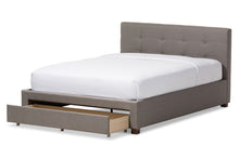 Load image into Gallery viewer, Baxton Studio Brandy Modern and Contemporary Grey Fabric Upholstered Queen Size Platform Bed with Storage Drawer