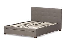 Load image into Gallery viewer, Baxton Studio Brandy Modern and Contemporary Grey Fabric Upholstered Queen Size Platform Bed with Storage Drawer