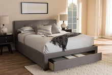 Load image into Gallery viewer, Baxton Studio Brandy Modern and Contemporary Grey Fabric Upholstered Queen Size Platform Bed with Storage Drawer