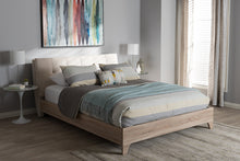 Load image into Gallery viewer, Baxton Studio Adelia Mid-Century Light Beige Whitewash Queen Size Platform Bed