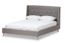 Load image into Gallery viewer, Baxton Studio Adelaide Retro Modern Light Grey Fabric Upholstered Queen Size Platform Bed