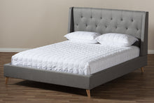 Load image into Gallery viewer, Baxton Studio Adelaide Retro Modern Light Grey Fabric Upholstered King Size Platform Bed