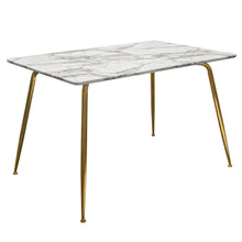 Load image into Gallery viewer, Chance Faux Marble Top Rectangular Dining Table w/ Brushed Gold Metal Legs by Diamond Sofa