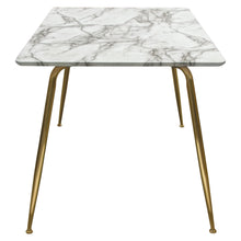 Load image into Gallery viewer, Chance Faux Marble Top Rectangular Dining Table w/ Brushed Gold Metal Legs by Diamond Sofa