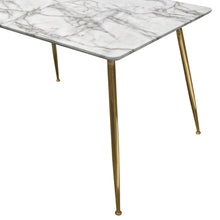 Load image into Gallery viewer, Chance Faux Marble Top Rectangular Dining Table w/ Brushed Gold Metal Legs by Diamond Sofa