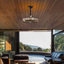 Load image into Gallery viewer, 20 Inch Caged Ceiling Fan with Light and 3 Wind Speeds-Coffee