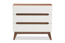 Load image into Gallery viewer, Baxton Studio Calypso Mid-Century Modern White and Walnut Wood 3-Drawer Storage Chest