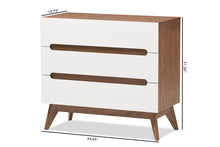 Load image into Gallery viewer, Baxton Studio Calypso Mid-Century Modern White and Walnut Wood 3-Drawer Storage Chest