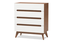 Load image into Gallery viewer, Baxton Studio Calypso Mid-Century Modern White and Walnut Wood 4-Drawer Storage Chest