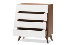 Load image into Gallery viewer, Baxton Studio Calypso Mid-Century Modern White and Walnut Wood 4-Drawer Storage Chest