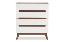 Load image into Gallery viewer, Baxton Studio Calypso Mid-Century Modern White and Walnut Wood 4-Drawer Storage Chest