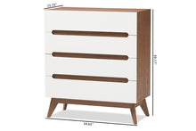 Load image into Gallery viewer, Baxton Studio Calypso Mid-Century Modern White and Walnut Wood 4-Drawer Storage Chest