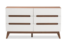 Load image into Gallery viewer, Baxton Studio Calypso Mid-Century Modern White and Walnut Wood 6-Drawer Storage Dresser