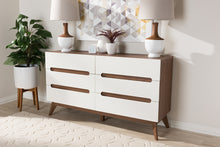Load image into Gallery viewer, Baxton Studio Calypso Mid-Century Modern White and Walnut Wood 6-Drawer Storage Dresser