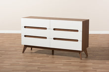 Load image into Gallery viewer, Baxton Studio Calypso Mid-Century Modern White and Walnut Wood 6-Drawer Storage Dresser