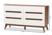 Load image into Gallery viewer, Baxton Studio Calypso Mid-Century Modern White and Walnut Wood 6-Drawer Storage Dresser