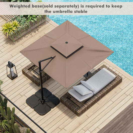 Patio 9.5FT Square Cantilever Offset Umbrella with 360°Rotation-Coffee  NP10887CF