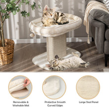 Load image into Gallery viewer, Modern Cat Tree Tower with Large Plush Perch and Sisal Scratching Plate-Beige