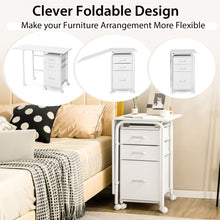 Load image into Gallery viewer, Home Office Folding Computer Laptop Desk Wheeled with 3 Drawers-White