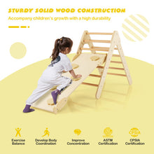 Load image into Gallery viewer, 3-in-1 Wooden Climbing Triangle Set Triangle Climber with Ramp-Natural