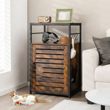 Load image into Gallery viewer, Cat Litter Box Enclosure with Louvered Door and 3-Tier Shelf-Coffee