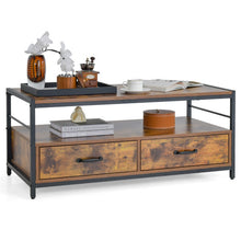 Load image into Gallery viewer, Coffee Table with 2 Drawers and Open Shelf for Living Room-Rustic Brown