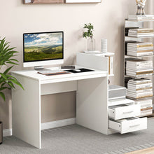Load image into Gallery viewer, Computer Desk Home Office with Bookshelf and Drawers-White
