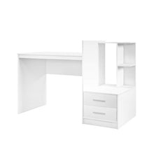 Load image into Gallery viewer, Computer Desk Home Office with Bookshelf and Drawers-White