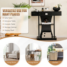 Load image into Gallery viewer, Console Table with Drawer and 2-Tier Shelves for Entryway Living Room-Black