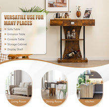Load image into Gallery viewer, Console Table with Drawer and 2-Tier Shelves for Entryway Living Room-Rustic Brown