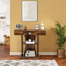 Load image into Gallery viewer, Console Table with Drawer and 2-Tier Shelves for Entryway Living Room-Rustic Brown