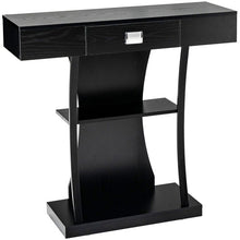 Load image into Gallery viewer, Console Table with Drawer and 2-Tier Shelves for Entryway Living Room-Black