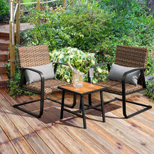 Load image into Gallery viewer, 3 Pieces Patio Rattan Conversation Set with Lumbar Pillows