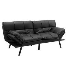 Load image into Gallery viewer, Convertible Memory Foam Futon Sofa Bed with Adjustable Armrest-Black
