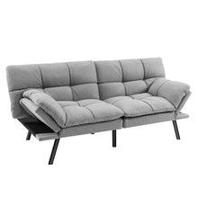 Load image into Gallery viewer, Convertible Memory Foam Futon Sofa Bed with Adjustable Armrest-Gray