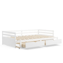 Load image into Gallery viewer, Extendable Twin to King Daybed with Trundle and 2 Storage Drawers-White