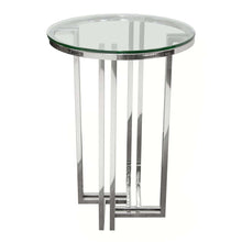 Load image into Gallery viewer, DEKO Polished Stainless Steel Round Accent Table w/ Clear, Tempered Glass Top by Diamond Sofa