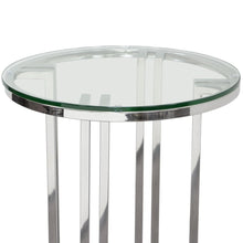 Load image into Gallery viewer, DEKO Polished Stainless Steel Round Accent Table w/ Clear, Tempered Glass Top by Diamond Sofa