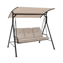 Load image into Gallery viewer, 3-Person Outdoor Patio Porch Swing with Adjustable Canopy and 900 Lbs Weight Capacity