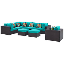 Load image into Gallery viewer, Convene 9 Piece Sectional Set in Espresso Turquoise