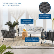 Load image into Gallery viewer, Stance 3 Piece Outdoor Patio Aluminum Sectional Sofa Set by Modway
